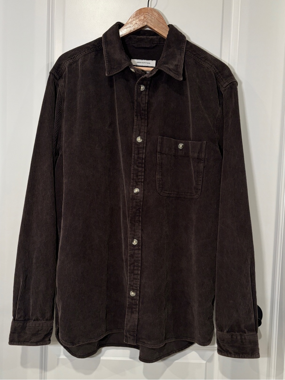 Urban Outfitters Big Corduroy Work Shirt Brown Dark Espresso Button Down M
